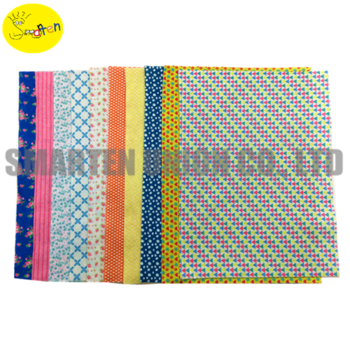 190G A4 Size Patterned Soft printed Felt Fabric Squares Sheets