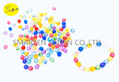 Mixed Color Transparent Acrylic Faceted Crystal Beads
